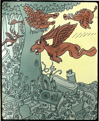 Раувольф Луис (Louis Rauwolf). Сатирический рисунок «Bio-logic» 